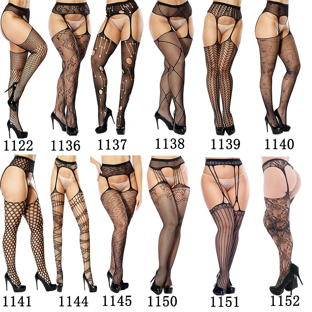 Sexy Womens Fishnet Stockings Pantyhose Black Garters Long Socks Nightclub Party Female Lingerie Tight Leggings 241204