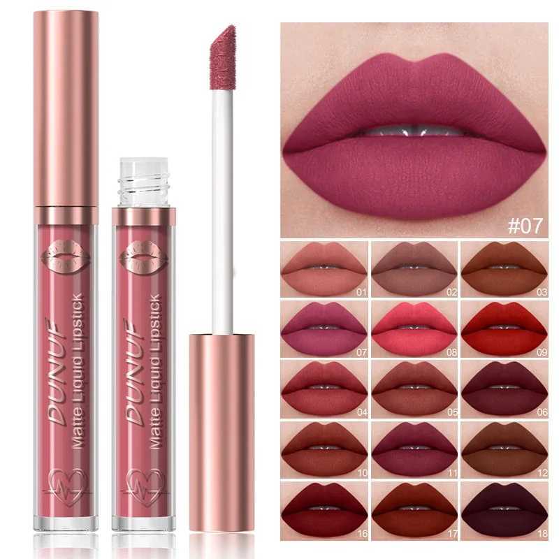 18 Color Waterproof Lip Gloss Nude Apricot Matte Liquid Lipstick Transparent Lip Oil Sexy Rose Red Velvet Matte Lipstick Make UpXJ241205