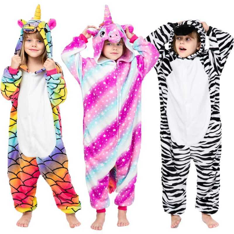 Pajamas Boys Girls Pajamas Kigurumi Childrens Pyjama Suits 3 to 5 7 9 11 Years Kids Flannel Jumpsuits Teen Winter Clothes Pjs H241205