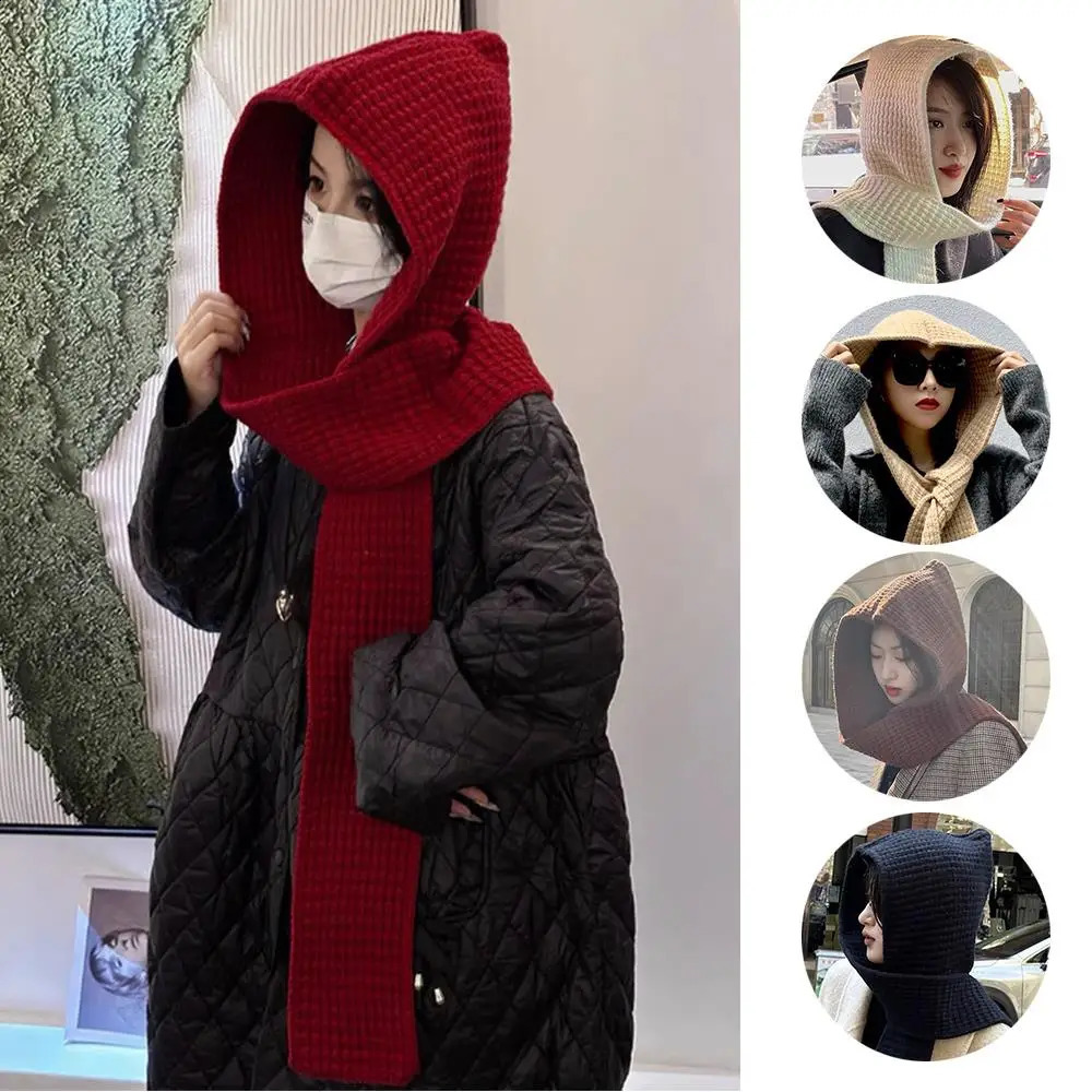 Winter Balaclava scarf unisex hooded collar scarf one-piece collar 241205