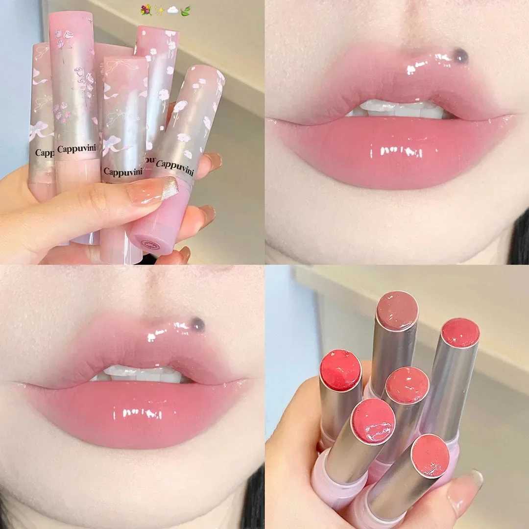 Flower Hydrating Solid Lip Gloss Mirror Shine Lip Honey Moisturizing Glossy Pink Jelly Lip Balm Non Sticky Makeup LipstickXJ241205