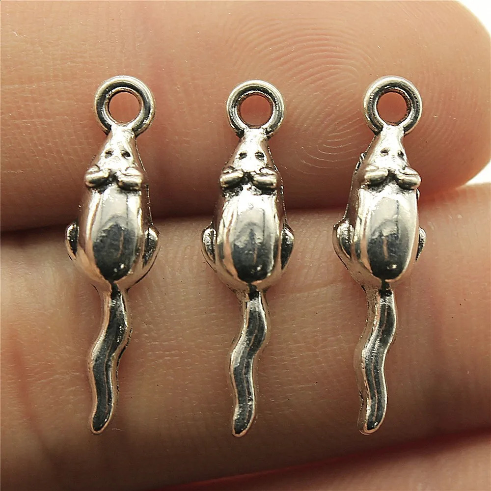 WYSIWYG 20pcs 24x6mm Pendant Small Mouse Rat Charm Pendants For Jewelry Making 2 Colors 241122