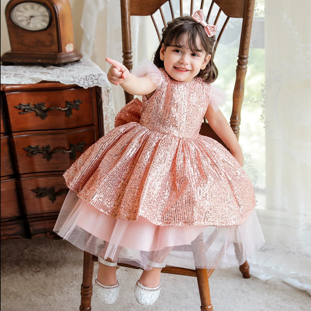 Christmas Sequin Cake Double Baby Girl Dress 1 Year Birthday born Party Wedding Vestidos Kids Christening Toddler Clothes R250424