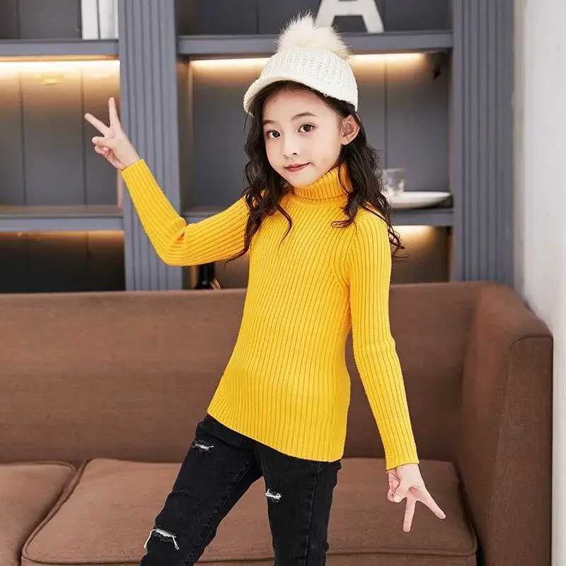 Baby Girl Winter Turtle Neck Knitted Sweater 2024 Autumn Children Boys Pulling Children Knitted W241205