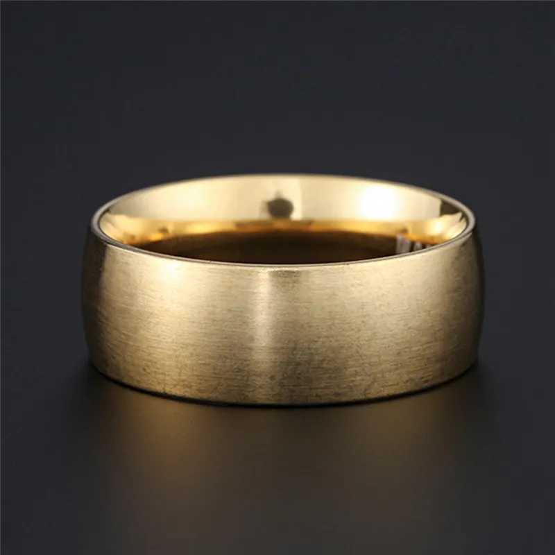 ZORCVENS New Punk Black Gold Silver Titanium Wedding Ring High Quality 8mm Brushed Stainless Steel Mens Jewelry W241205