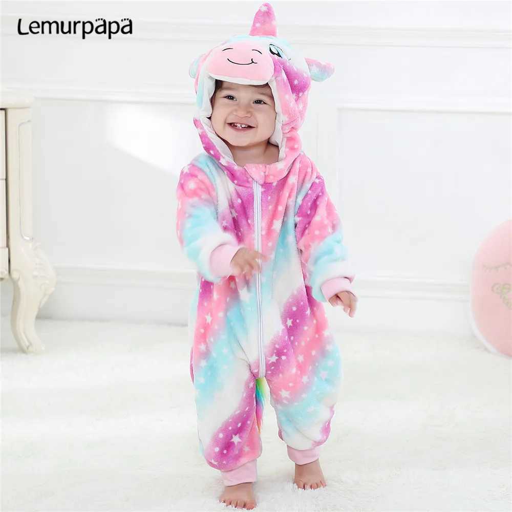 Pajamas Winter Kigurumis Baby Rompers Clothes Boys Girls Onesie Toddler Pyjamas Animal Galaxy Jumpsuit Infant Baby Romper Kids H241205