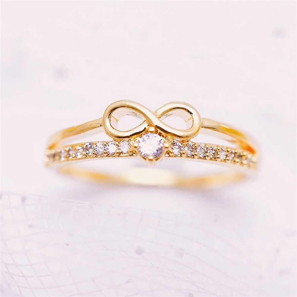 Huitan Chic Bow She Finger Ring Womens Unlimited Signature Cubic Zirconia Ring Fashion Fingers Accries Daily Party Jewelry W241205