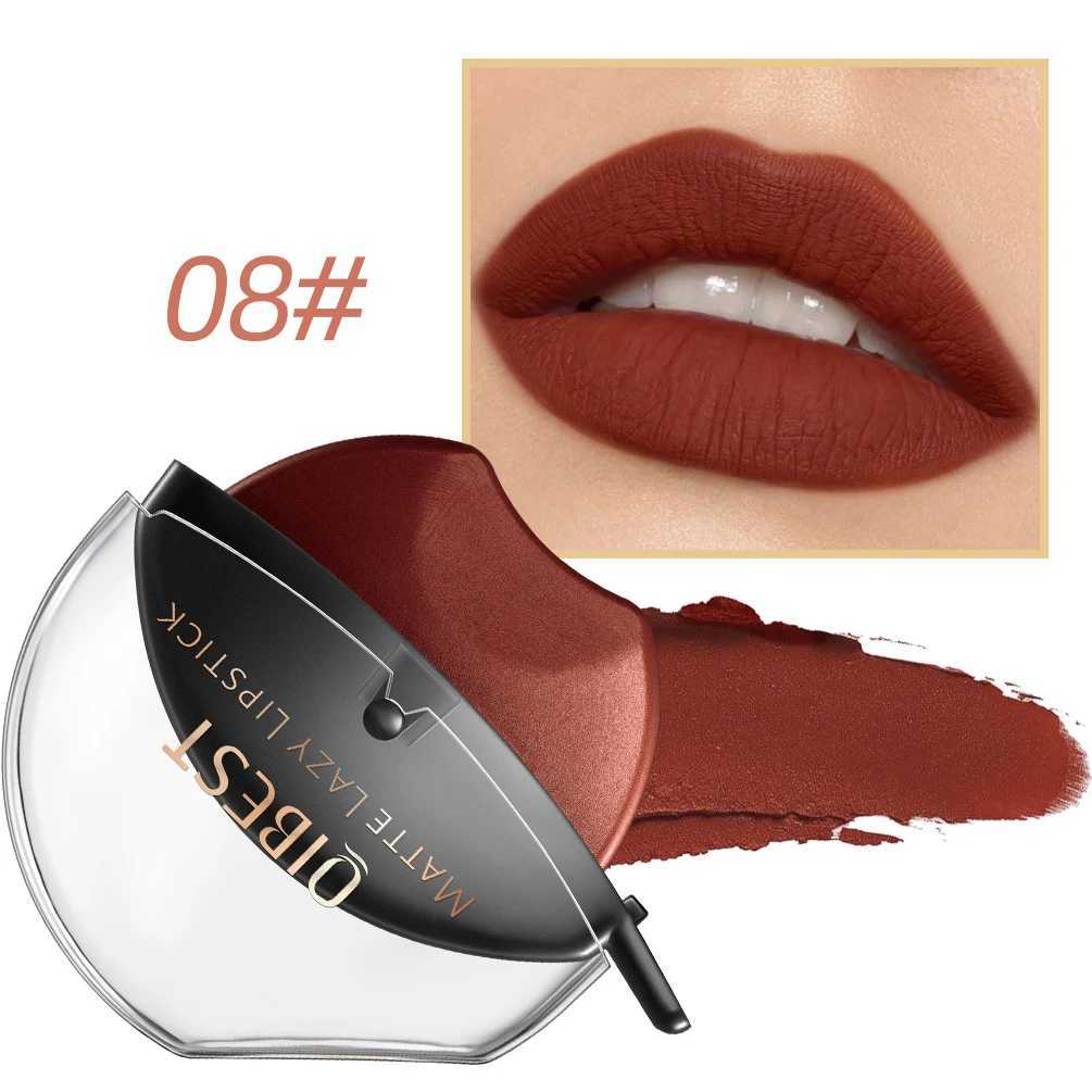 QIBEST Lip-shaped Lipstick Long Lasting Makeup Velvet Matte Lazy Lipstick Waterproof Non-stick Cup Long Lasting Lip Stain TintXJ241205