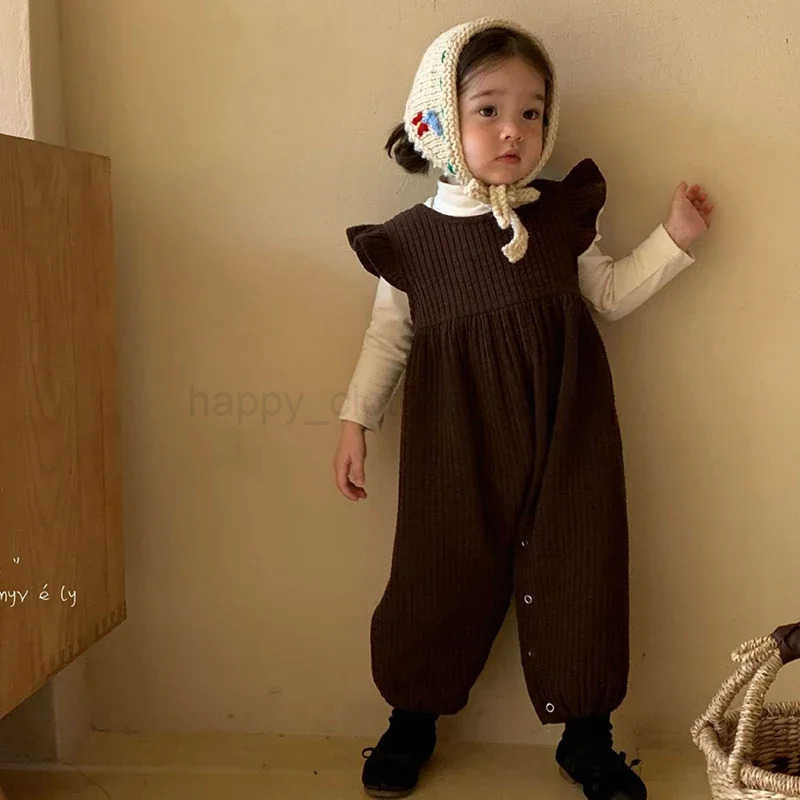 2024 New Autumn 0-3Yrs Toddler Baby Girls Clothing Set Long Sleeved Cotton T-shirt+Corduroy Jumpsuit Newborn Baby Clothing SuitXJ241205