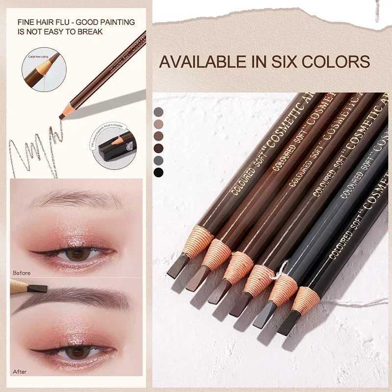 6 color options Waterproof and stain free natural wood hard core wholesale natural wood eyebrow brushW241205