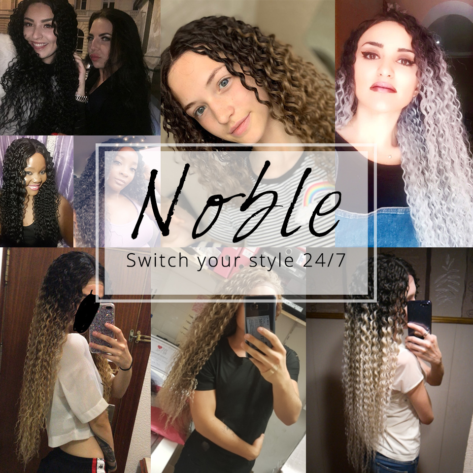 Noble Synthetic 38 Inch Long Curly For Women Cosplay Feminino Lace Front Ombre Blonde Wig Heat Resistant Wigs