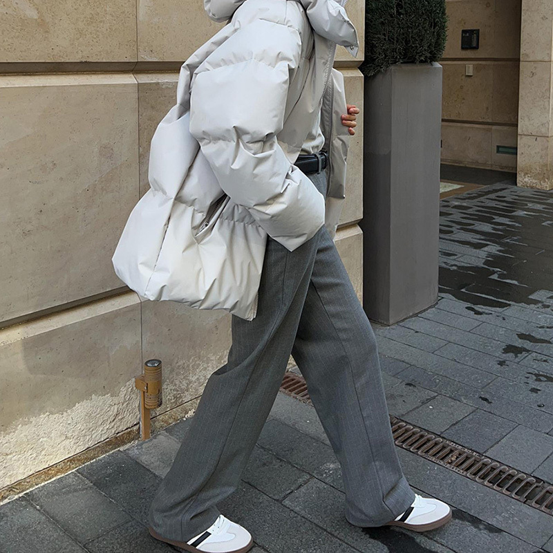 Fashion Parkas Coat Vintage Bread Outwear Office Ladies Warm Puffer Winter Loose Cotton Jacket