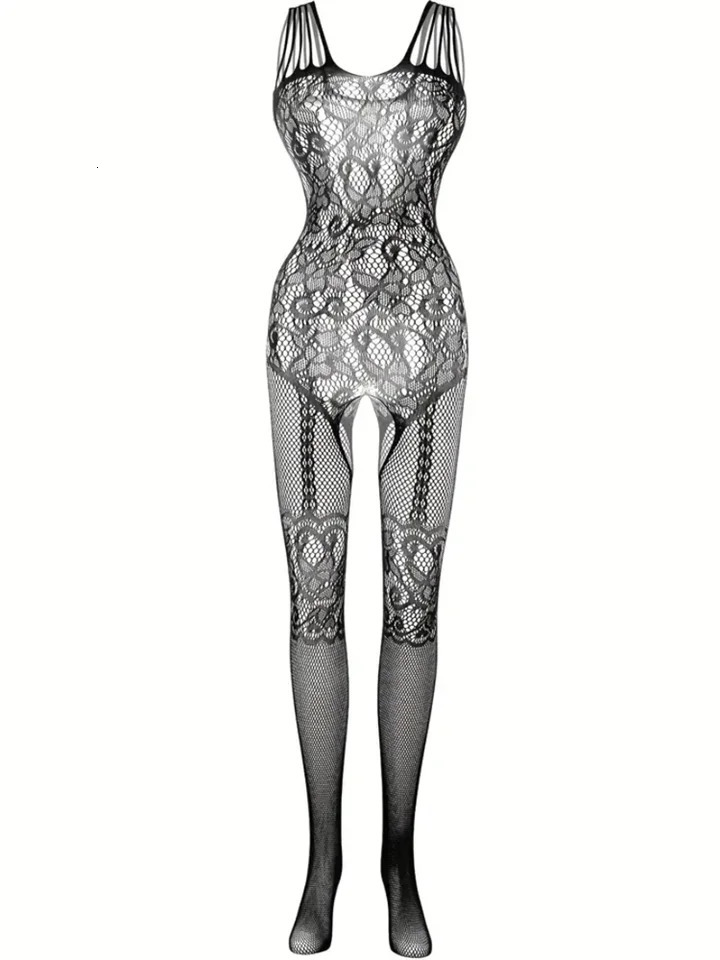 4 sets Sexy Fishnet Bodystocking with Open Crotch and Jacquard Womens Lingerie and Underwear Erotic Costumes Catsuit SM 241205