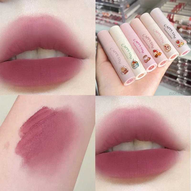 6 Colors Peach Matte Sexy Red Lipsticks Waterproof Lip Gloss Long Lasting Non-Stick Cup Liquid Lipstick Korean Makeup CosmeticsXJ241205