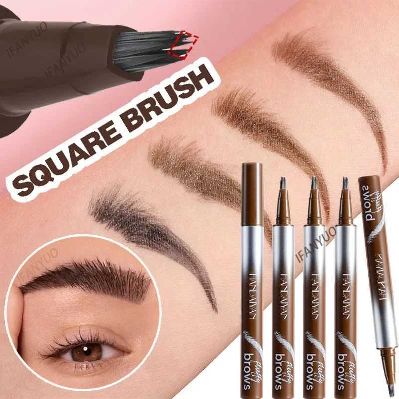 Wild Eyebrow Liquid Pencil Corner Square Brush Black Brown Beads Eyebrow Coloring Pen Fast Drying Durable Waterproof Eyebrow Dye W241205