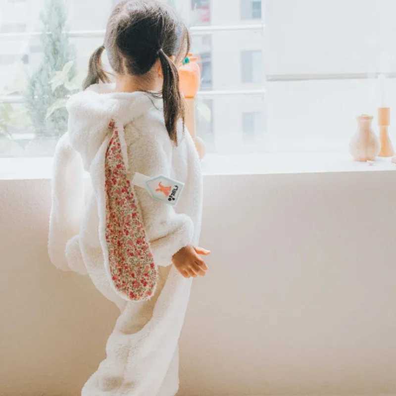 Pajamas Korean Version of Children Jumpsuit Plush Rabbit Shape Thickened Cartoon Costume Pajamas for Girls Children Pajama Pijama Nio H241205