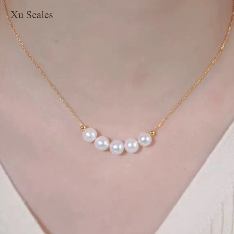 S925 Pure Silver Necklace Natural Freshwater White AKOYA Pearl Smile Necklace Premium Ins Sweet Style Jewelry 241205