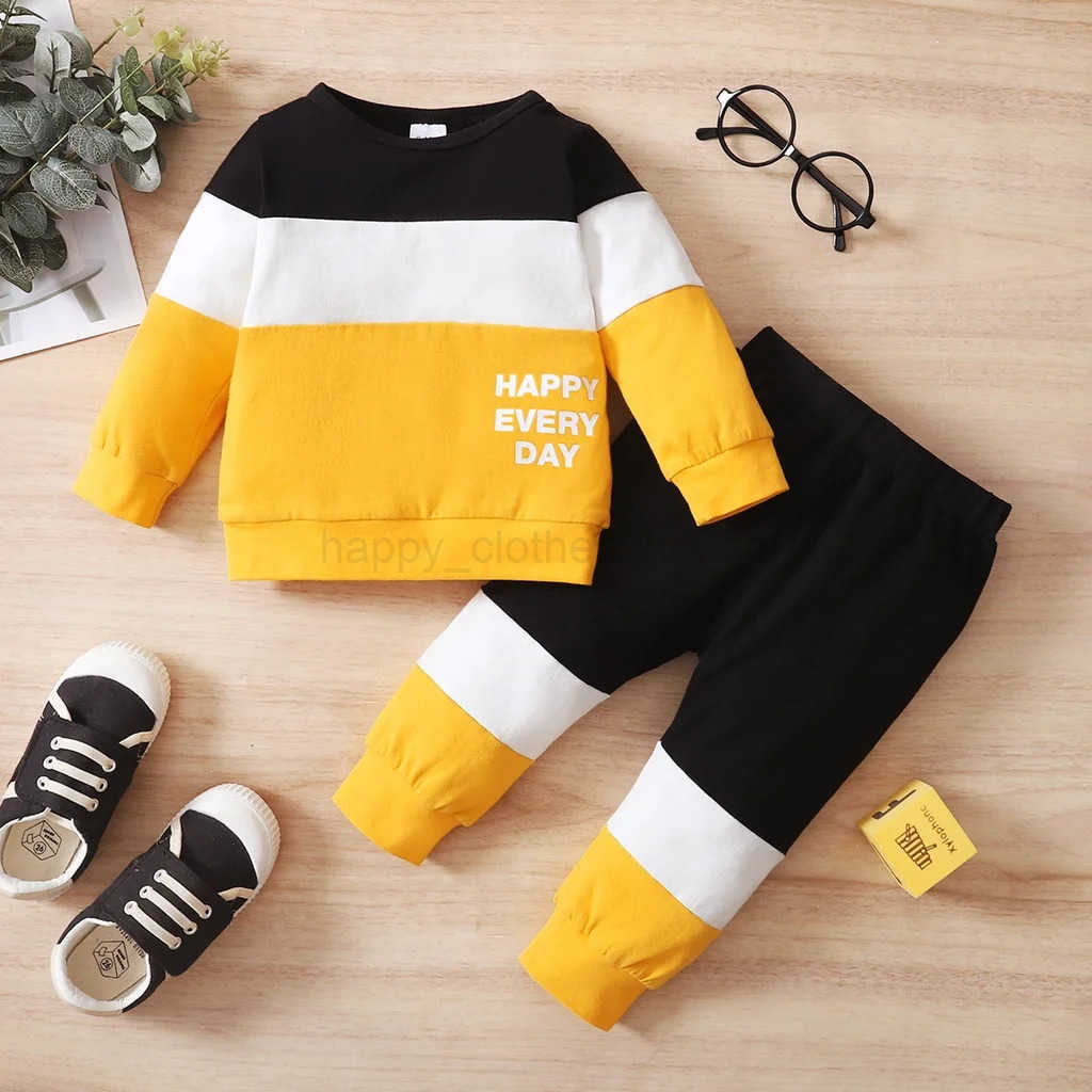 Newborn 0-2 Years Baby Boy Suit 2PCS Clothes Print Long Sleeve T-shirt Top + Long Pant Set Sport Casual Autumn Outfit ClothingXJ241205