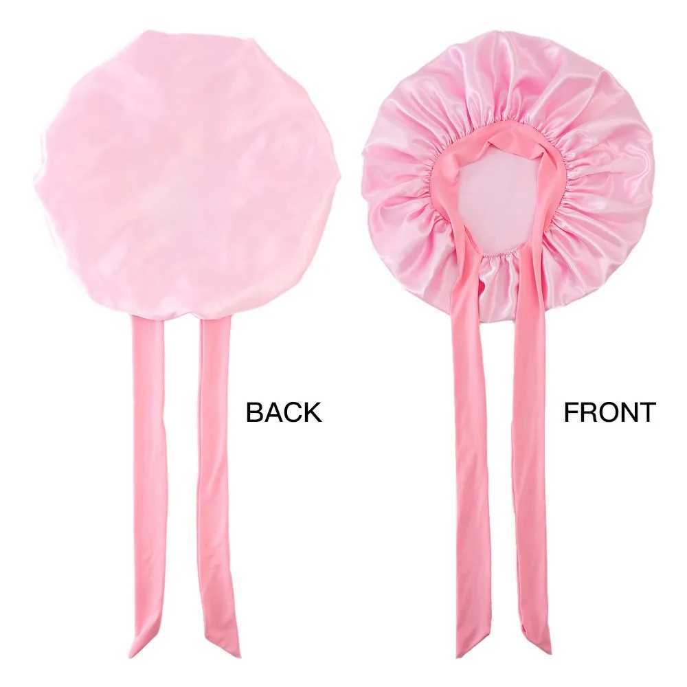 New 1pcs Silk Bonnet for Sleeping Round Haircare Women Shower C Head Shower Hat Hair Accories Bathroom Products Hair BonnetXJ241205