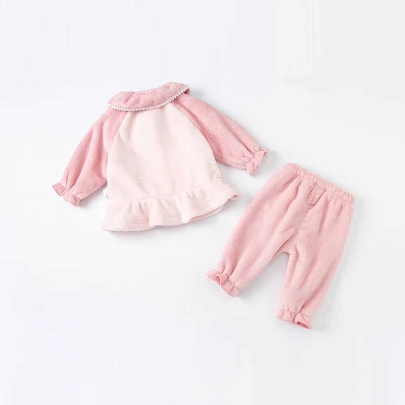 Pajamas DBM19644 dave bella winter baby girls fashion patchwork kets pajamas newborn baby underwear casual sleepwear 2 pcs suit H241205