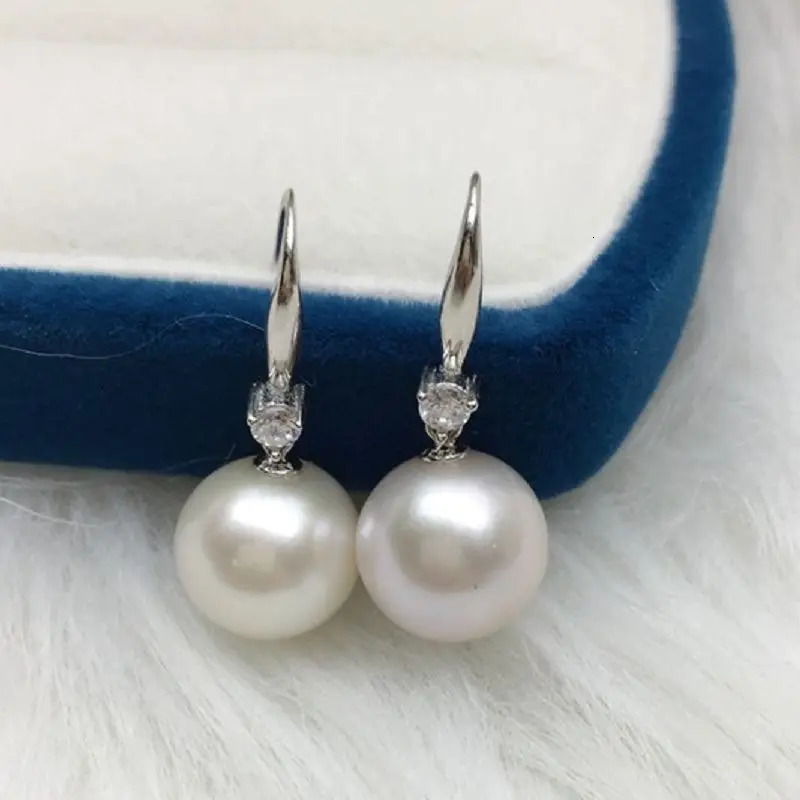 10-11mm South China Sea Perfect Round True Pearl Earring Pendant Made of Pure Silver 925 Hook Princess Sparkling Zircon Free Delivery 241205