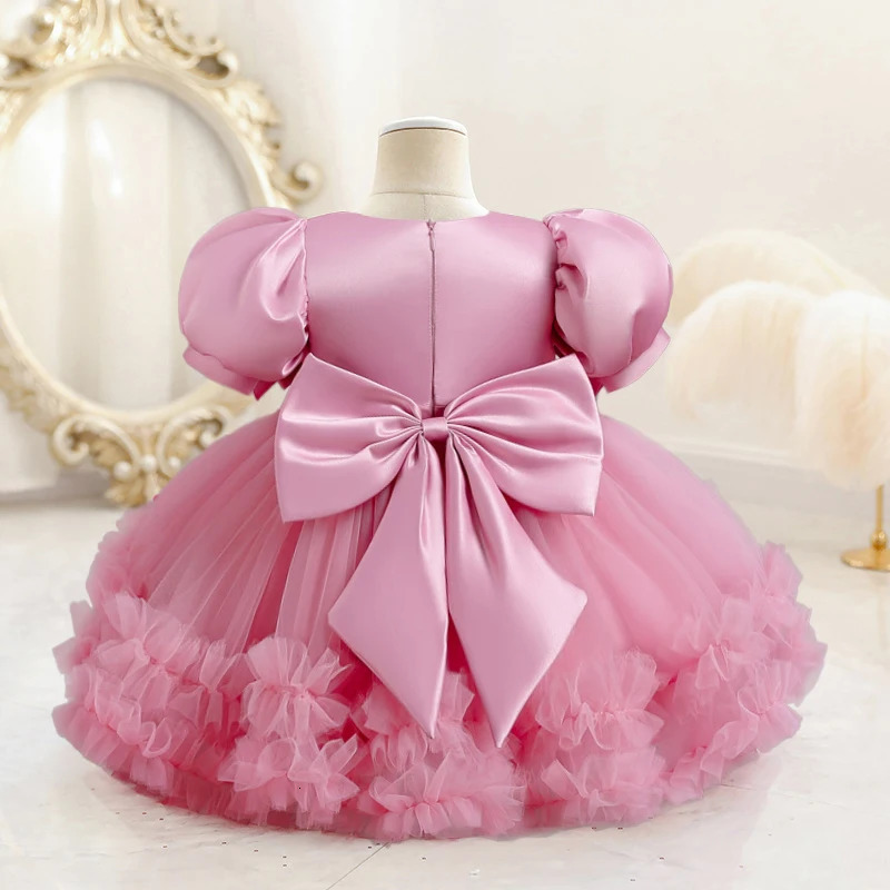 12M Baby Girls Birthday Party Dress Puff Sleeves Sequins Summer Dress Baptism Flower Girl Dress for Weddings Princess Eids Gown 241204