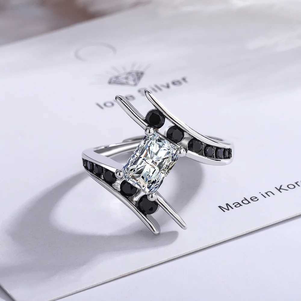 925 sterling silver ring with sparkling zircon adjustable simple fashionable exquisite womens jewelry decoration wedding party gifts W241205