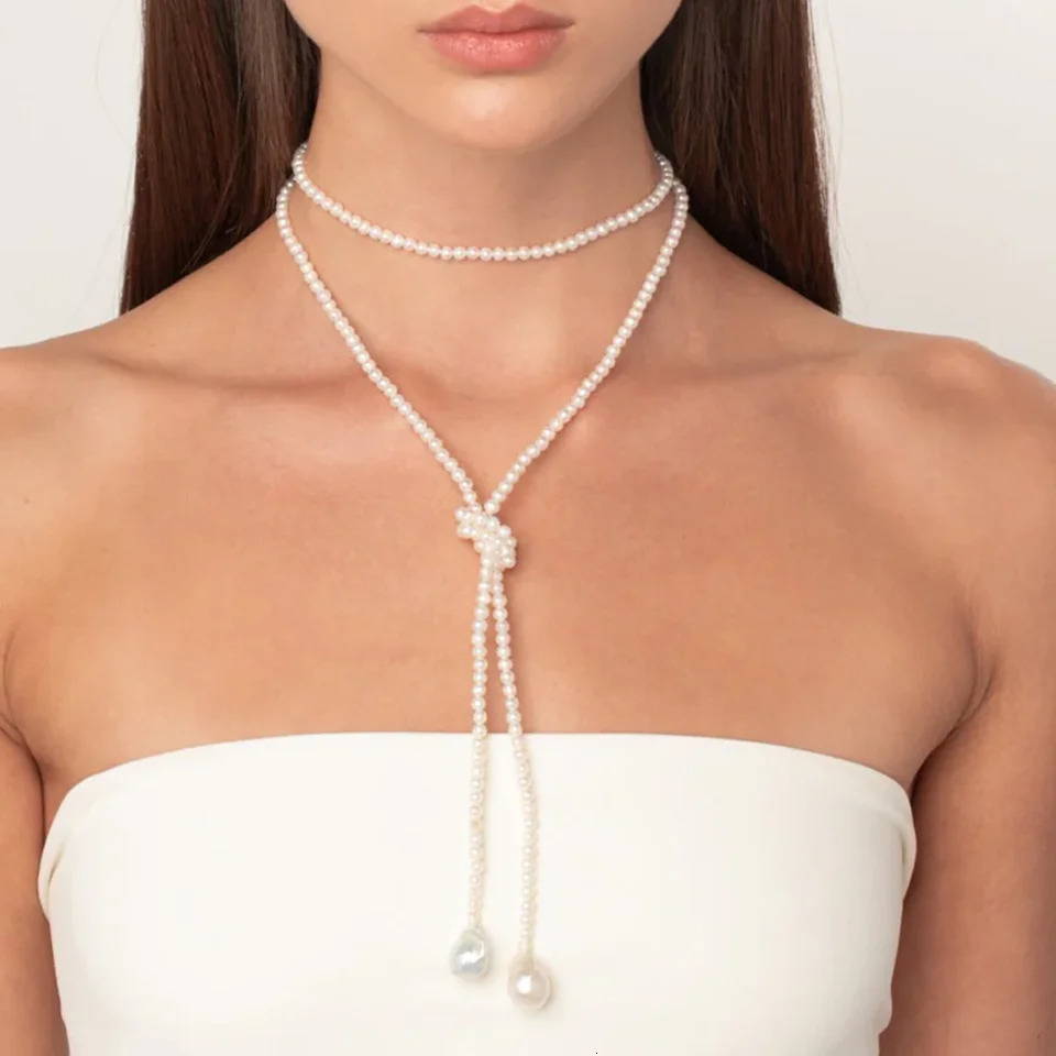 18K gold-plated statement glass bead long pendant necklace womens stainless steel minimum anti rust jewelry 241205