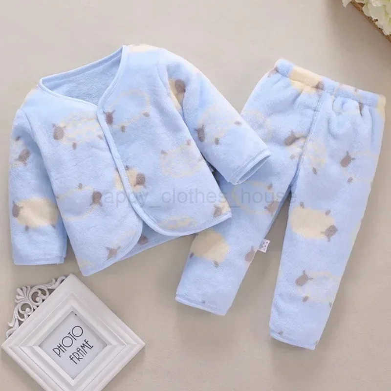 Autumn and Winter Warm Daily 2PCS Outfit 0-2 Years Newborn Baby Girl Fluff Clothes Set Long Sleeve Toddler Jacket Top + PantXJ241205
