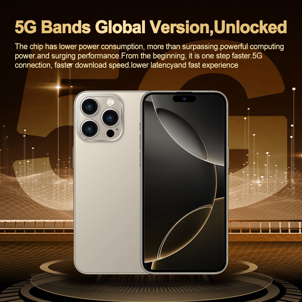 i16 Pro Max Mobile Phone 7.3-inch HD Screen, 14 ,Snapdragon8 Gen 3 CPU,16GB+1TB Android Phone,50MP+100MP Camera Pixels, 8000mAh Battery, 5G Dual SIM C