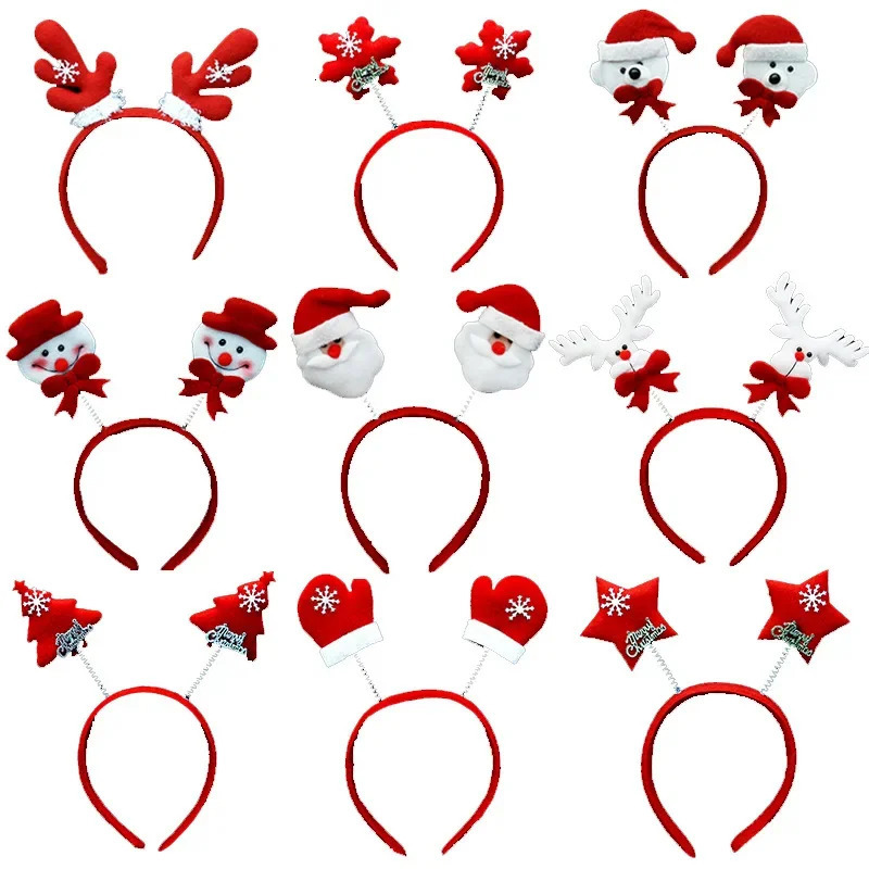 10 LED lamp heads with adult and child headbands Santa Claus snowman ant hair decoration role-playing Christmas 241205