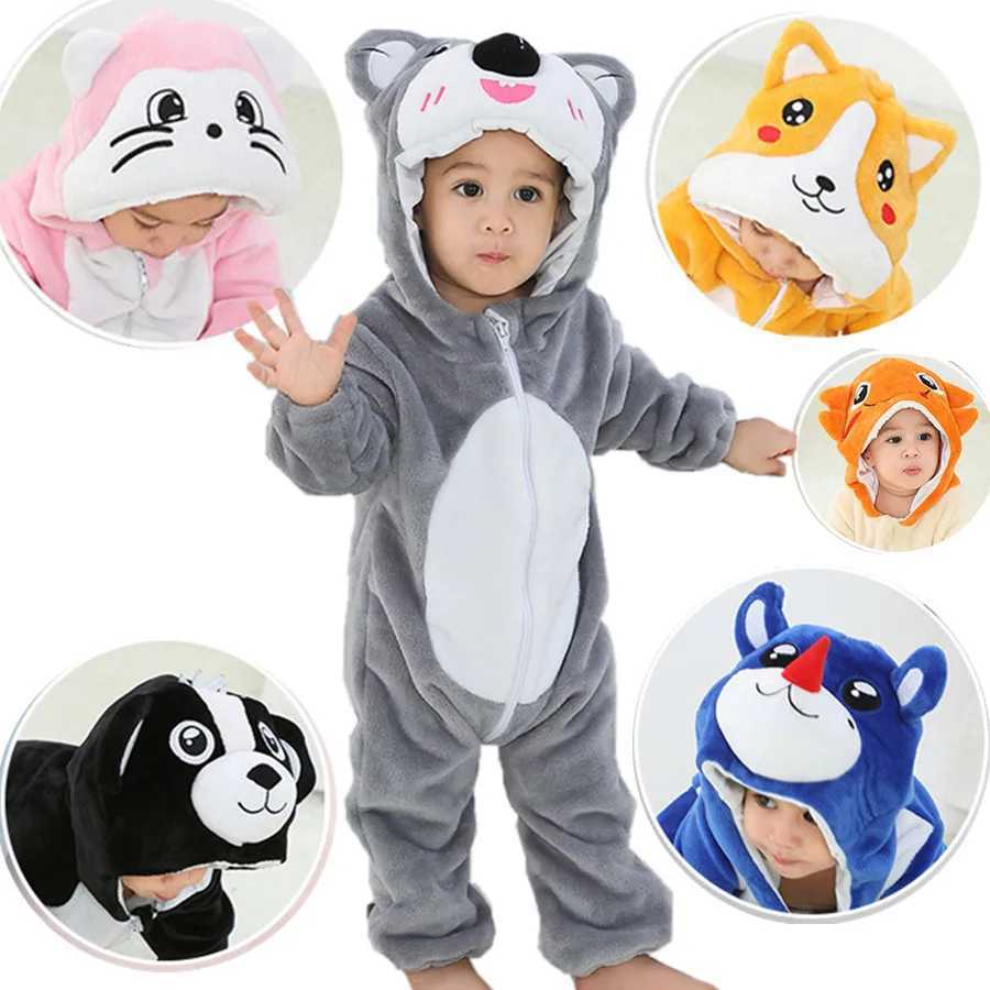 Pajamas 0-4T Baby Romper Boys Girs Jumpsuit Infant Bebe Girls Christams Clothes Toddler Cute Animal Costumes Dropshipping H241205