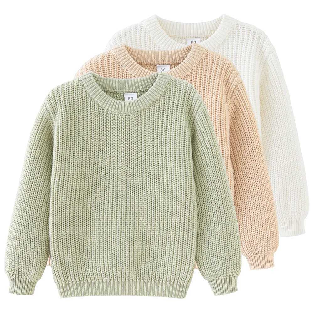 Autumn childrens girls sweaters pure cotton long sleeved baby girls floral round neck childrens knitted underwear W241205