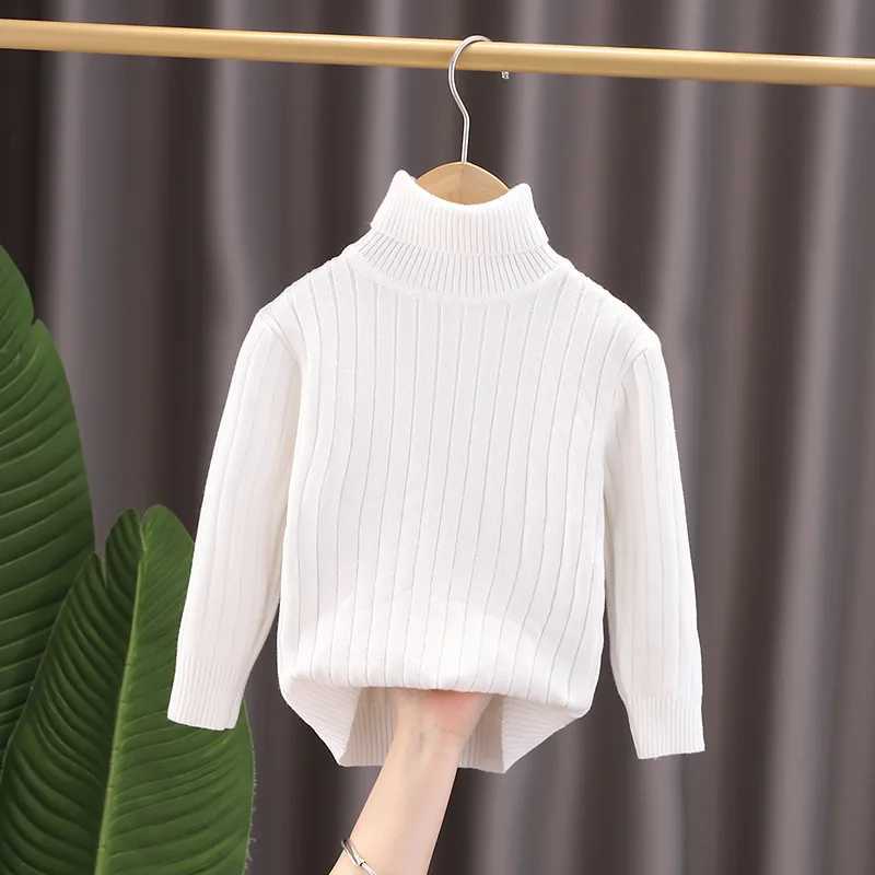 Autumn and Winter Girls Sweater Fashion High Neck Vertical Stripe Design Full Sleeve Knitted Bottom Suitable for Children Aged 2-6 W241205