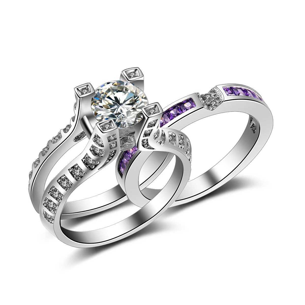 Vintage High Caen Diamond Promise Ring Set Platinum Engagement Ring Mens Anniversary Party Jewelry W241205