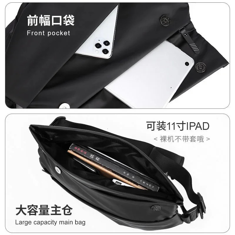 Mens Fashion OneShoulder Messenger Casual LargeCapacity Backpack Cycling Sports Travel Multifunctional Chest Bag 241204