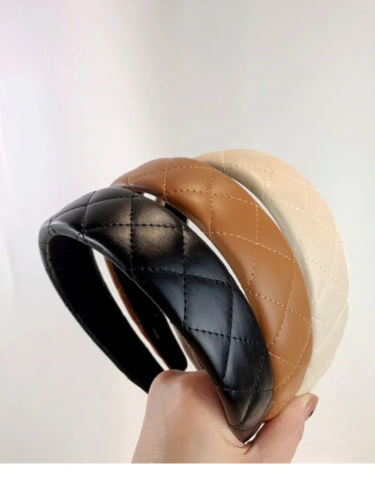 1 diamond shaped wide PU hair clip retro headband simple solid color hair accessory suitable for daily wear by girls and women 241205