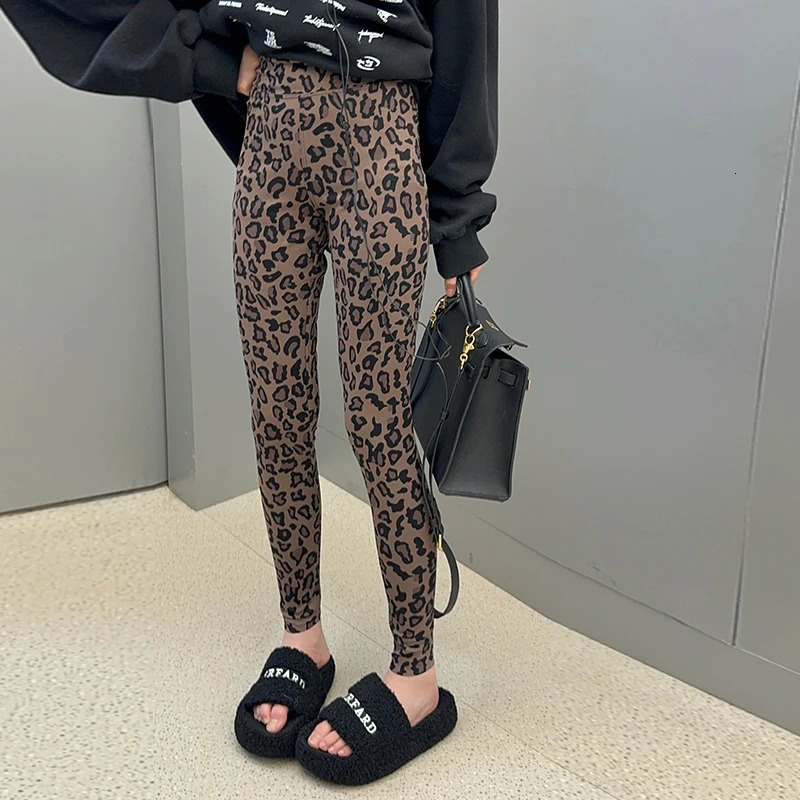Pattern Slim Childrens Leopard Print Leggings for Girls Sexy Skinny Yoga Legings For Lady Kids Warm Fitness Leggins Pants 241204