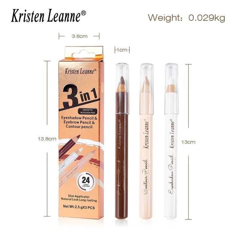 3-piece box eyebrow pencil eye shadow contour set waterproof and durable Korean cosmetics W241205