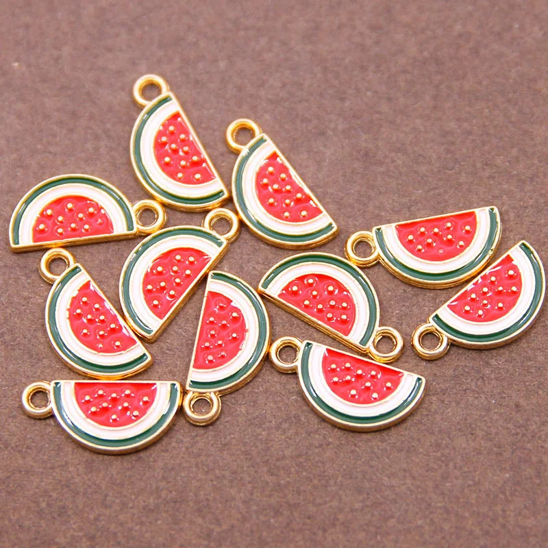 10pcs 817mm Enamel Watermelon Charms for Earrings Pendants Necklaces Making Mini Fruit Handmade DIY Jewelry Accessories 241122