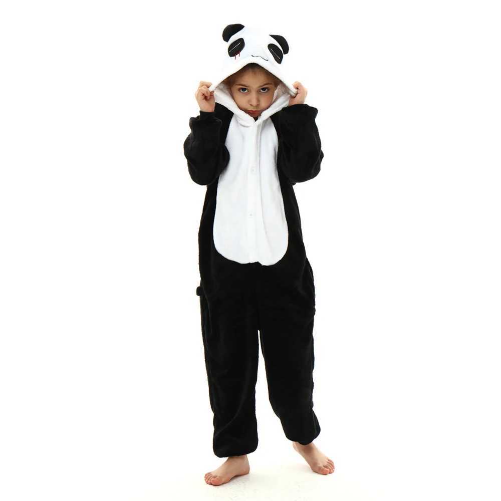 Pajamas Animal Pajamas For Girls Boys Cartoon Flannel Jumpsuit Winter Children Homewear Clothes Kids Panda Spot Dog Kigurumi Onesies H241205