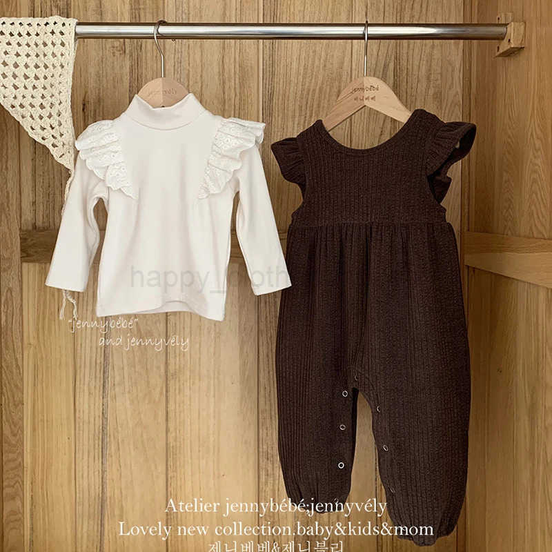 2024 New Autumn Korean Sle Toddler Baby Girls Clothing Set Long Sleeved Cotton T-shirt+Corduroy Jumpsuit Children Clothes SuitXJ241205