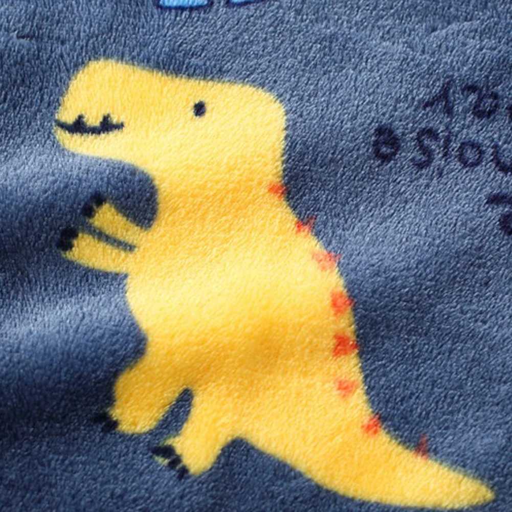 Pajamas New Autumn and Winter Childrens Bathrobe Plush Dinosaur Cartoon Flannel warm Pajamas Baby Nighty H241205