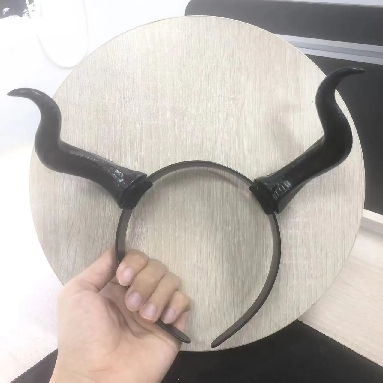 Girls Black Demon Horn Headpiece Cosplay Headband Queen Women Gothic Detachable Halloween Carnival Party Costume Props 241122