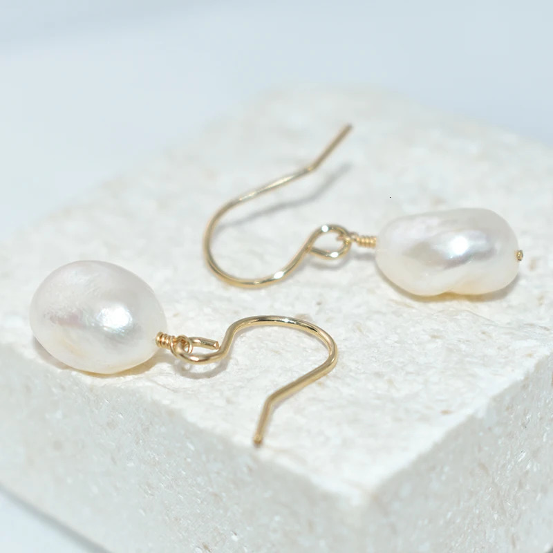 Natural Baroque Pearl Earrings 14K Gold Filled Dropper Earrings Handmade Exquisite Jewelry Boho Oorbelen Brinco Retro Womens Earrings 241205