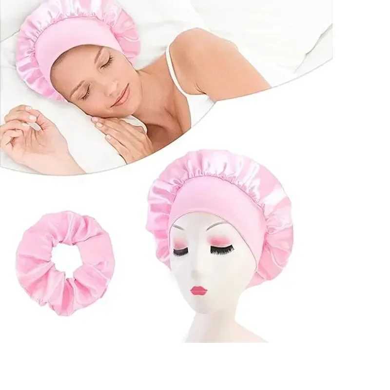 Silky Satin Lined Bonnet Sleep C Stay On All Night Hair Wr Cover Slouchy Beanie For Curly Hair Protection For Women And MenXJ241205