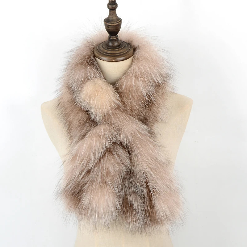 Women Winter Warm Natural Fox Fur Scarf Ring Knit Real Fox Fur Lady Fashion Neckerchief Scarves Women Real Fur Bandana 241225ww