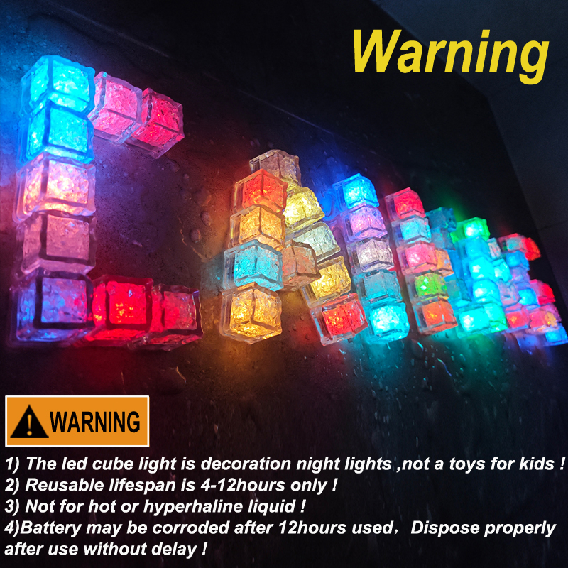 Christmas Decorations Lights Light Up Ice Cubs for Drinks Reusable ,Waterproof Multi Color Flashing LED Lights for Cocktail Whiskey Club Bar Party Wed