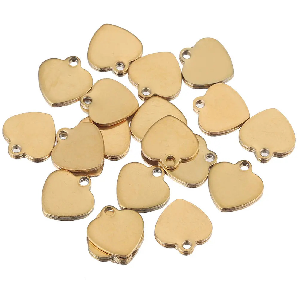 20pcs Stainless Steel Small Flat HeartCharms Pendant for DIY Jewelry Making Necklace Ornaments Bracelet End Tail Charm Supplies 241122