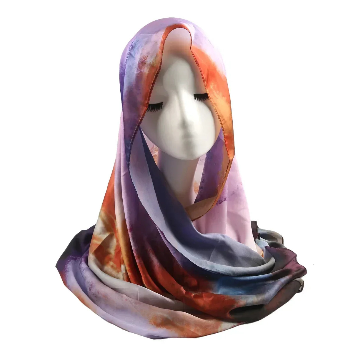 2024 Max Silk Screen Headscarf Muslim Premium Ombre Scarf Marble Watermark Shawl Headscarf Womens Shawl 241205
